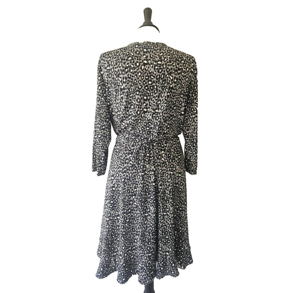Leota Libby Faux Wrap Dress Black and Gray Animal Print Size XL - Picture 2 of 6